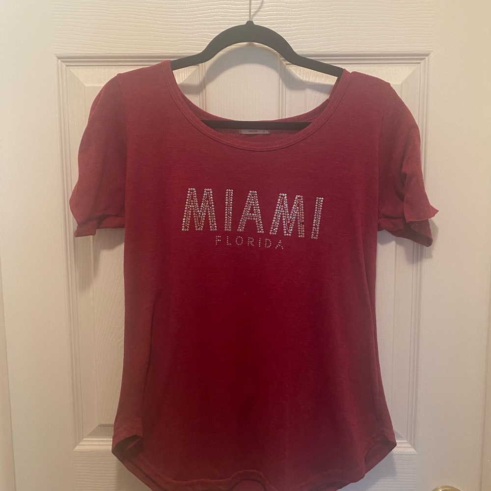 Women's Red Miami Florida Short Sleeve Tee